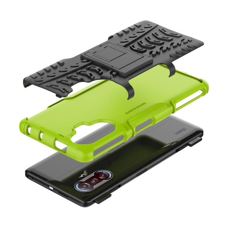 For Xiaomi Redmi K40 Gaming Tire Texture Shockproof TPU+PC Protective Case with Holder