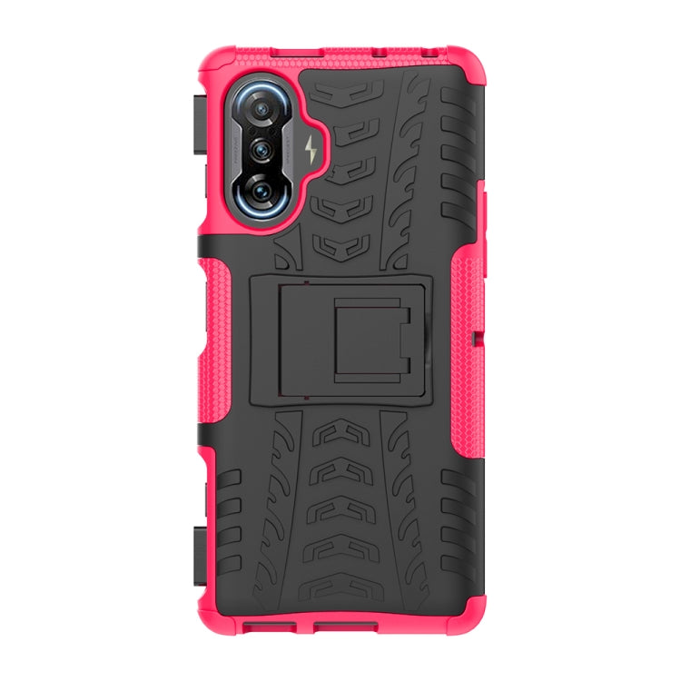 For Xiaomi Redmi K40 Gaming Tire Texture Shockproof TPU+PC Protective Case with Holder