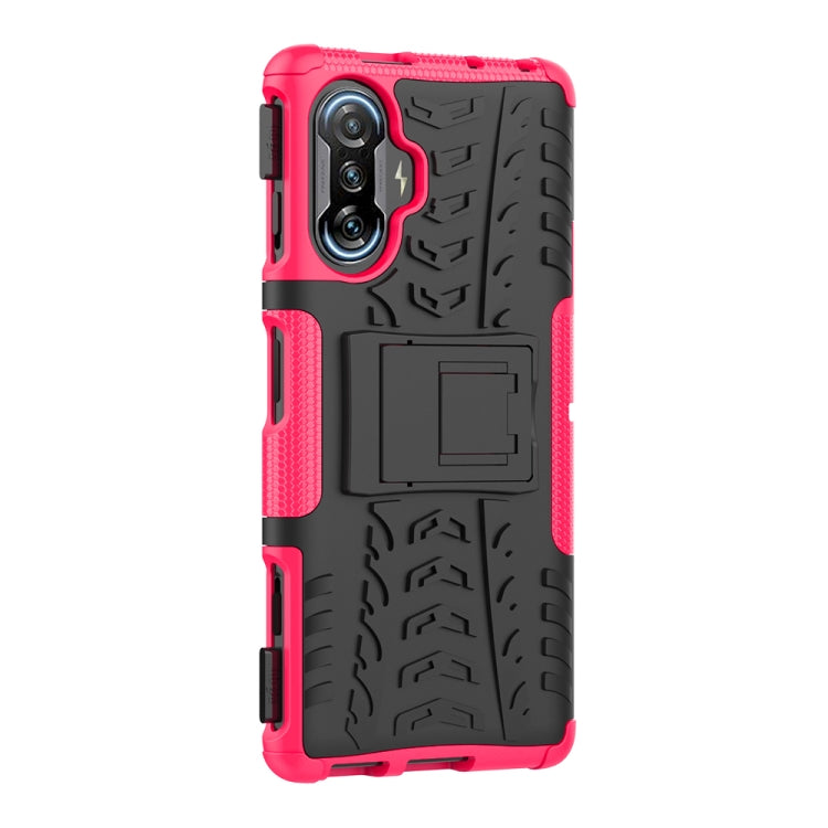 For Xiaomi Redmi K40 Gaming Tire Texture Shockproof TPU+PC Protective Case with Holder
