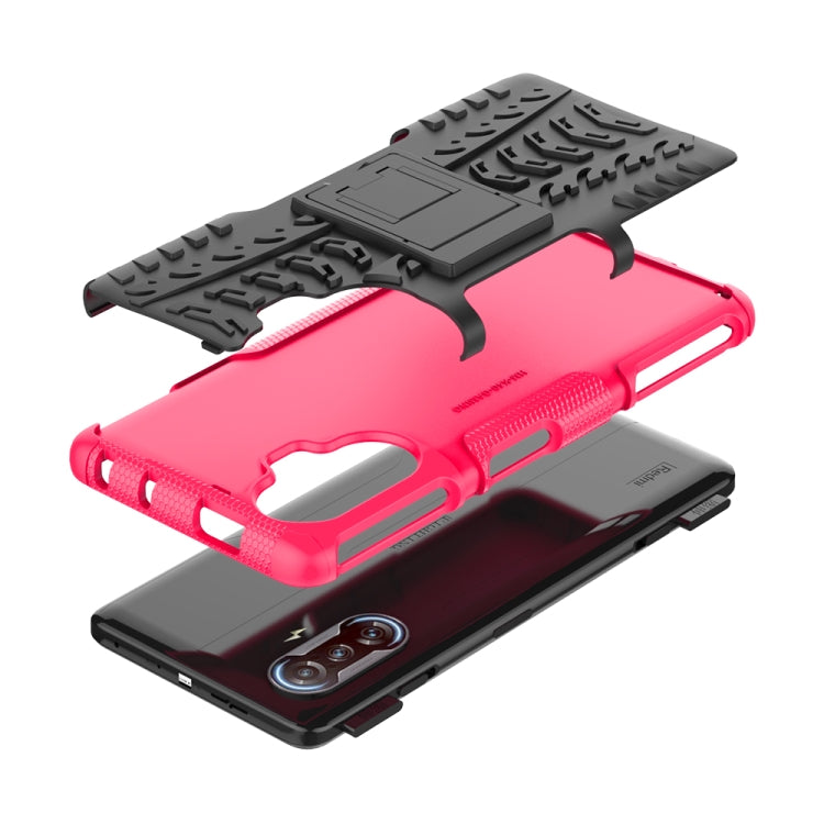 For Xiaomi Redmi K40 Gaming Tire Texture Shockproof TPU+PC Protective Case with Holder