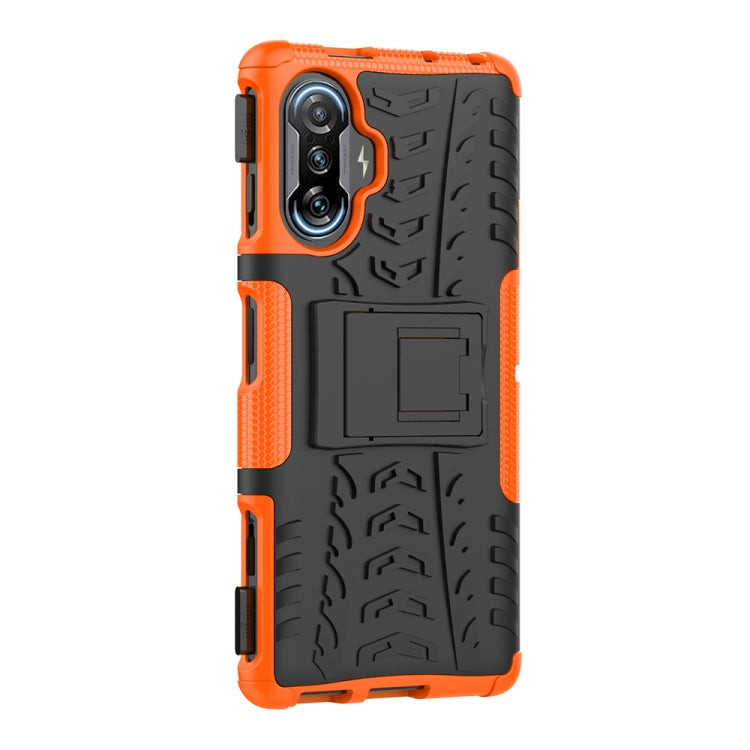 For Xiaomi Redmi K40 Gaming Tire Texture Shockproof TPU+PC Protective Case with Holder