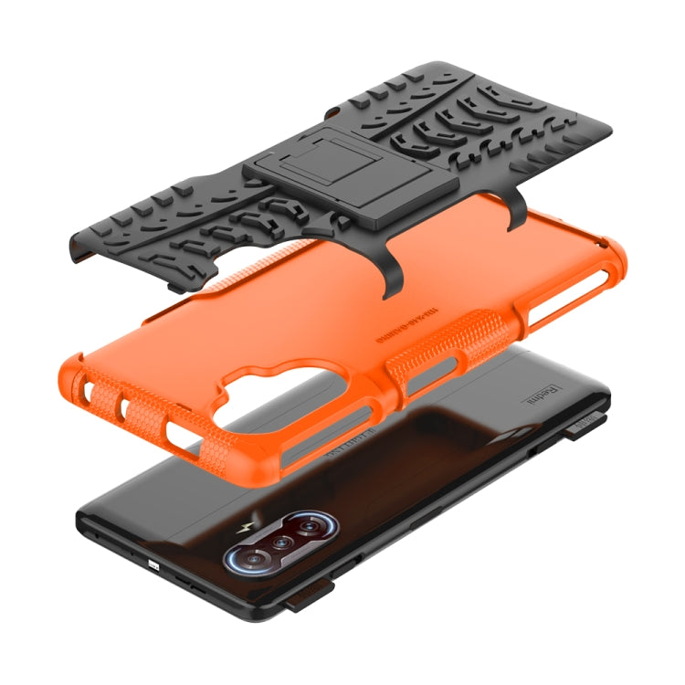 For Xiaomi Redmi K40 Gaming Tire Texture Shockproof TPU+PC Protective Case with Holder