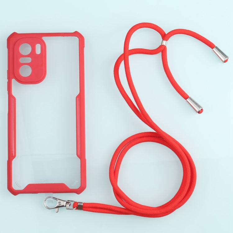 For Xiaomi Redmi K40 CN Version/K40 Pro CN Version/Mi 11i Overseas Version/Poco F3 Acrylic + Color TPU Shockproof Case with Neck Lanyard