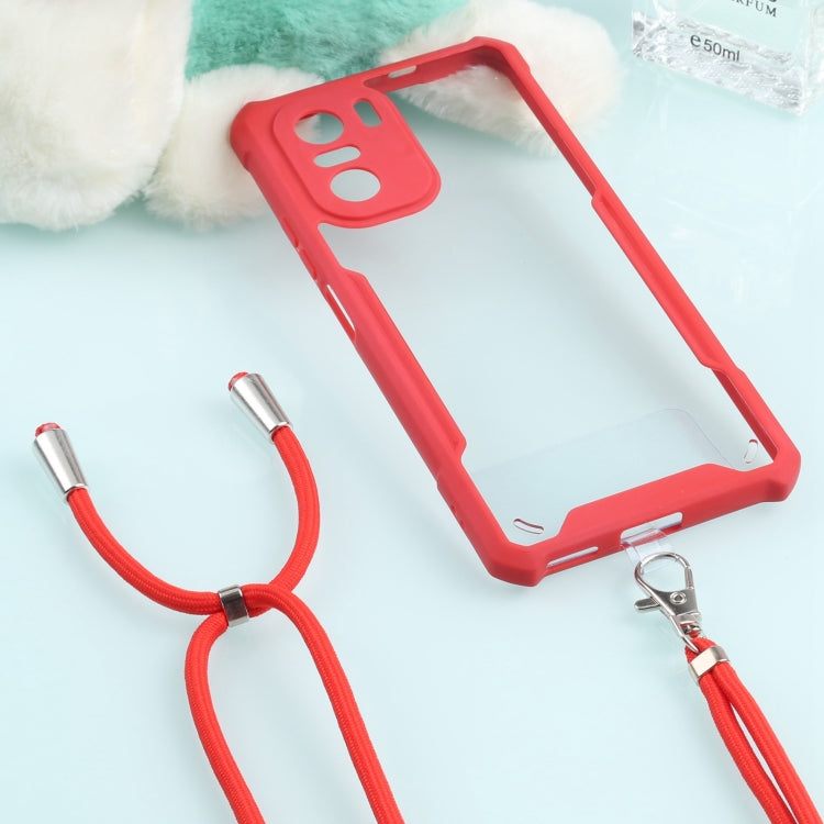 For Xiaomi Redmi K40 CN Version/K40 Pro CN Version/Mi 11i Overseas Version/Poco F3 Acrylic + Color TPU Shockproof Case with Neck Lanyard