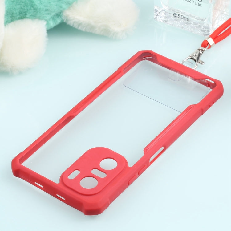 For Xiaomi Redmi K40 CN Version/K40 Pro CN Version/Mi 11i Overseas Version/Poco F3 Acrylic + Color TPU Shockproof Case with Neck Lanyard