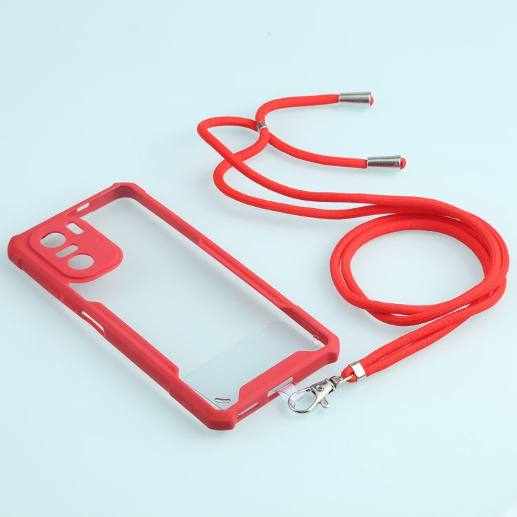 For Xiaomi Redmi K40 CN Version/K40 Pro CN Version/Mi 11i Overseas Version/Poco F3 Acrylic + Color TPU Shockproof Case with Neck Lanyard