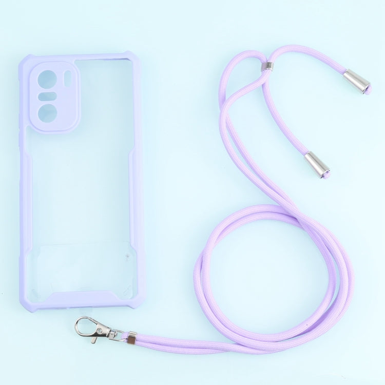For Xiaomi Redmi K40 CN Version/K40 Pro CN Version/Mi 11i Overseas Version/Poco F3 Acrylic + Color TPU Shockproof Case with Neck Lanyard