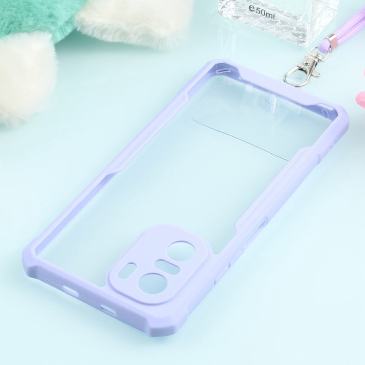 For Xiaomi Redmi K40 CN Version/K40 Pro CN Version/Mi 11i Overseas Version/Poco F3 Acrylic + Color TPU Shockproof Case with Neck Lanyard