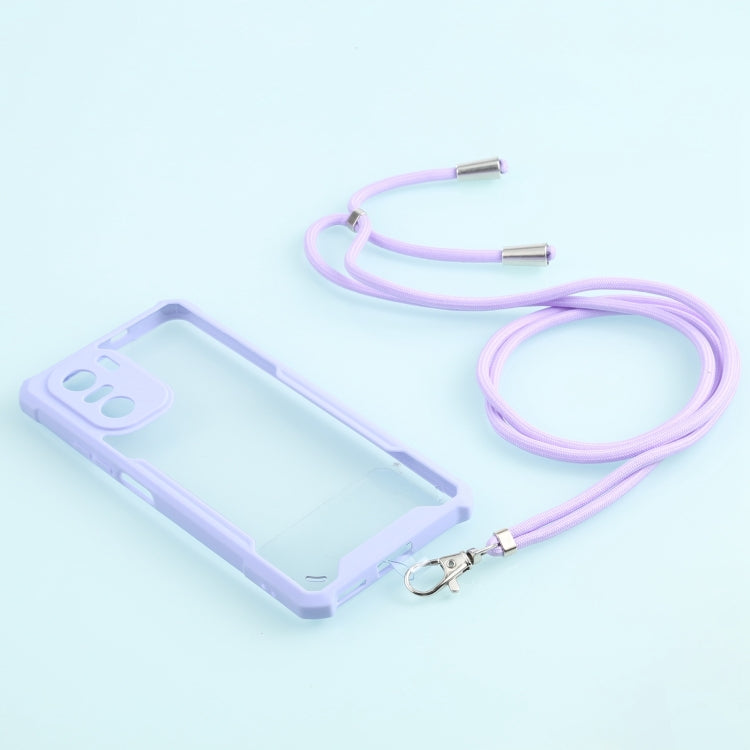 For Xiaomi Redmi K40 CN Version/K40 Pro CN Version/Mi 11i Overseas Version/Poco F3 Acrylic + Color TPU Shockproof Case with Neck Lanyard