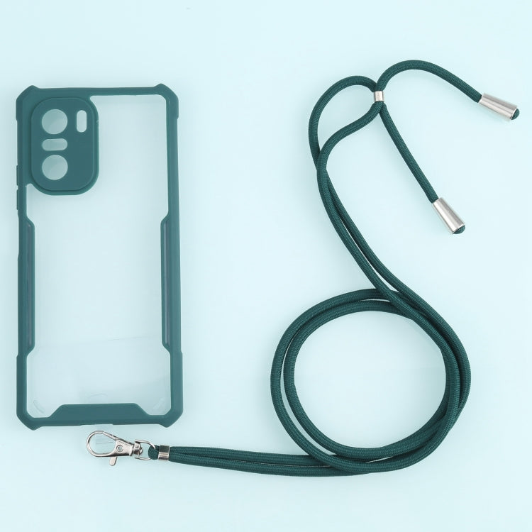 For Xiaomi Redmi K40 CN Version/K40 Pro CN Version/Mi 11i Overseas Version/Poco F3 Acrylic + Color TPU Shockproof Case with Neck Lanyard