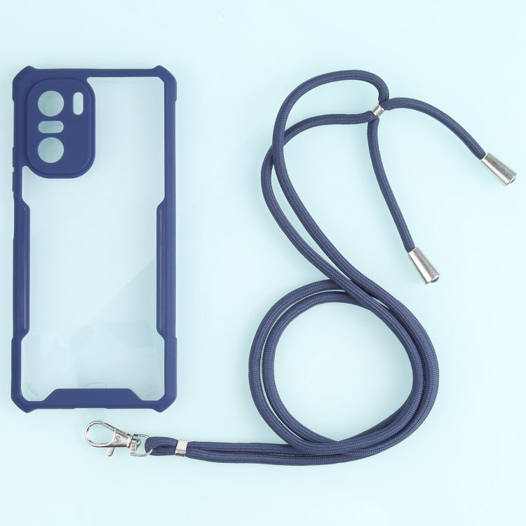 For Xiaomi Redmi K40 CN Version/K40 Pro CN Version/Mi 11i Overseas Version/Poco F3 Acrylic + Color TPU Shockproof Case with Neck Lanyard