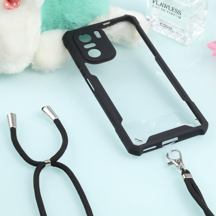 For Xiaomi Redmi K40 CN Version/K40 Pro CN Version/Mi 11i Overseas Version/Poco F3 Acrylic + Color TPU Shockproof Case with Neck Lanyard