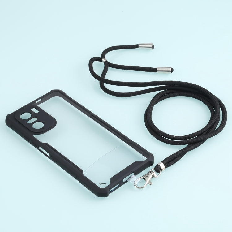 For Xiaomi Redmi K40 CN Version/K40 Pro CN Version/Mi 11i Overseas Version/Poco F3 Acrylic + Color TPU Shockproof Case with Neck Lanyard