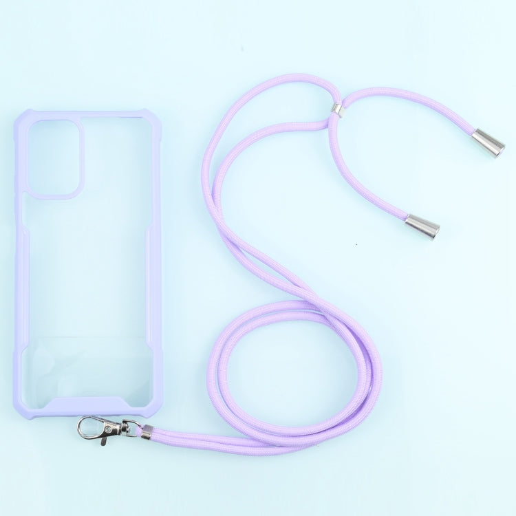 For Xiaomi Redmi Note 10 4G/10S Acrylic + Color TPU Shockproof Case with Neck Lanyard