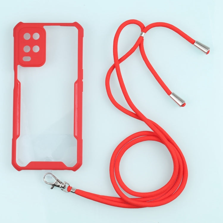 For OPPO A54 4G Acrylic + Color TPU Shockproof Case with Neck Lanyard