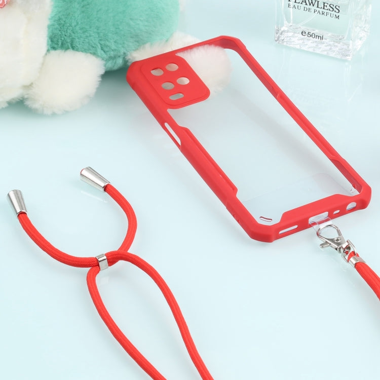 For OPPO A54 4G Acrylic + Color TPU Shockproof Case with Neck Lanyard