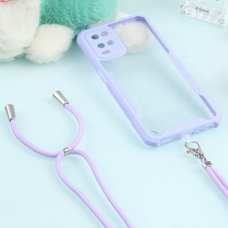 For OPPO A54 4G Acrylic + Color TPU Shockproof Case with Neck Lanyard