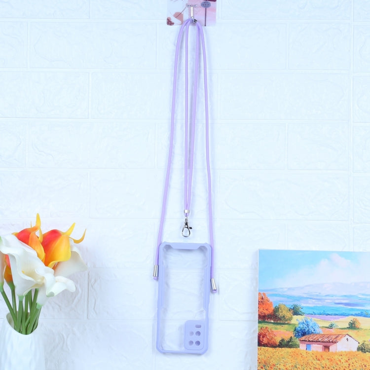 For OPPO A54 4G Acrylic + Color TPU Shockproof Case with Neck Lanyard