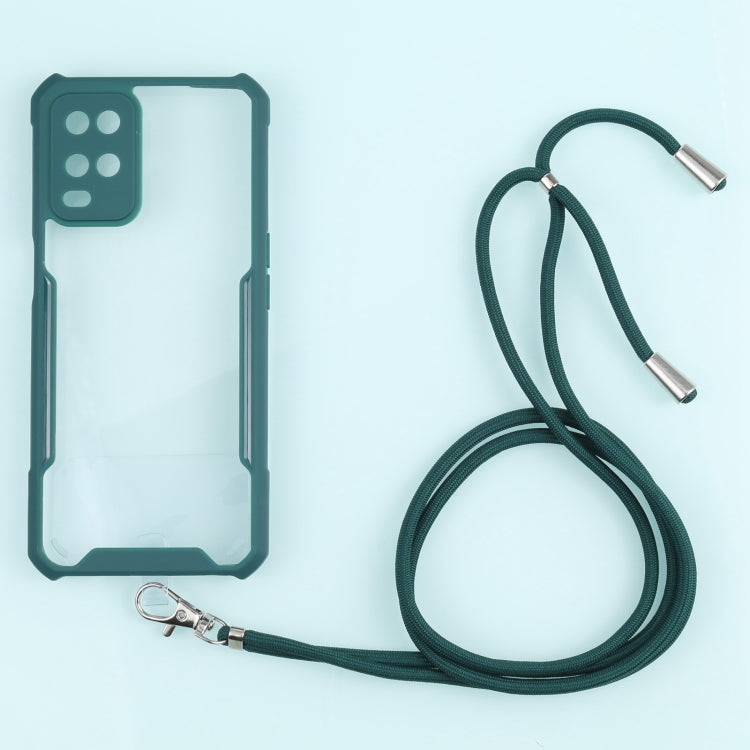 For OPPO A54 4G Acrylic + Color TPU Shockproof Case with Neck Lanyard