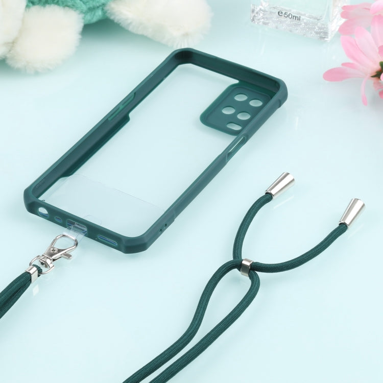 For OPPO A54 4G Acrylic + Color TPU Shockproof Case with Neck Lanyard