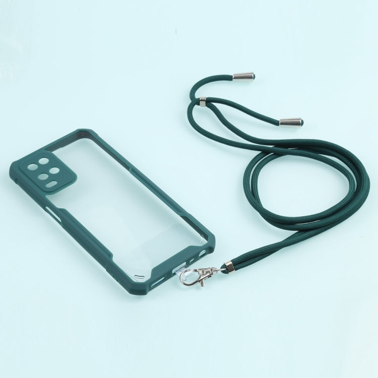 For OPPO A54 4G Acrylic + Color TPU Shockproof Case with Neck Lanyard