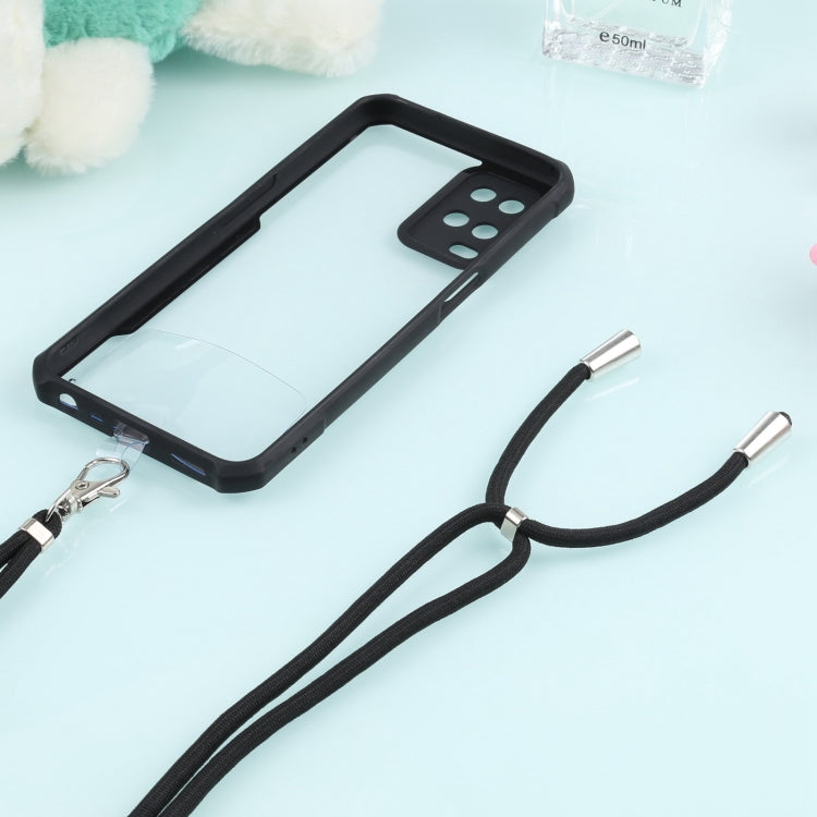 For OPPO A54 4G Acrylic + Color TPU Shockproof Case with Neck Lanyard