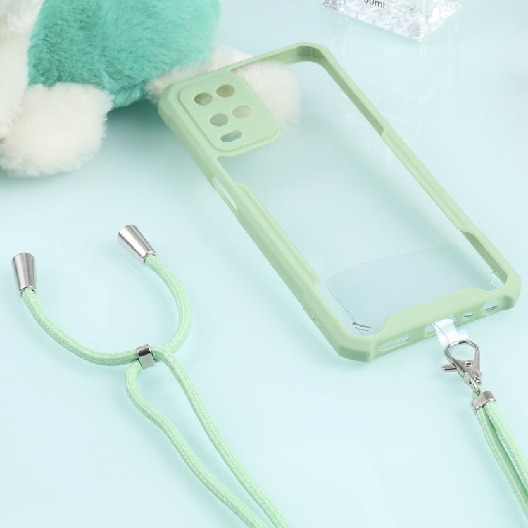 For OPPO A54 4G Acrylic + Color TPU Shockproof Case with Neck Lanyard