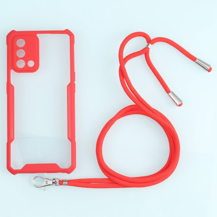 For OPPO A74 4G/F19 Acrylic + Color TPU Shockproof Case with Neck Lanyard