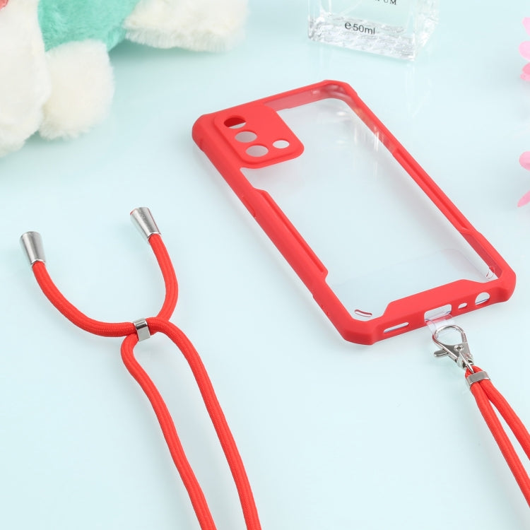 For OPPO A74 4G/F19 Acrylic + Color TPU Shockproof Case with Neck Lanyard