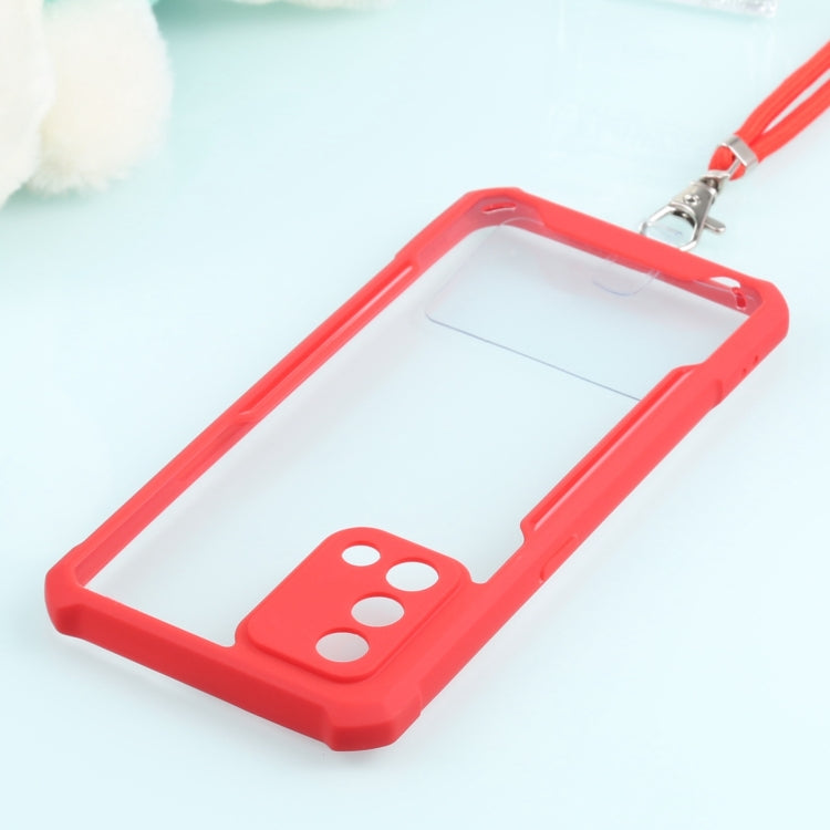 For OPPO A74 4G/F19 Acrylic + Color TPU Shockproof Case with Neck Lanyard