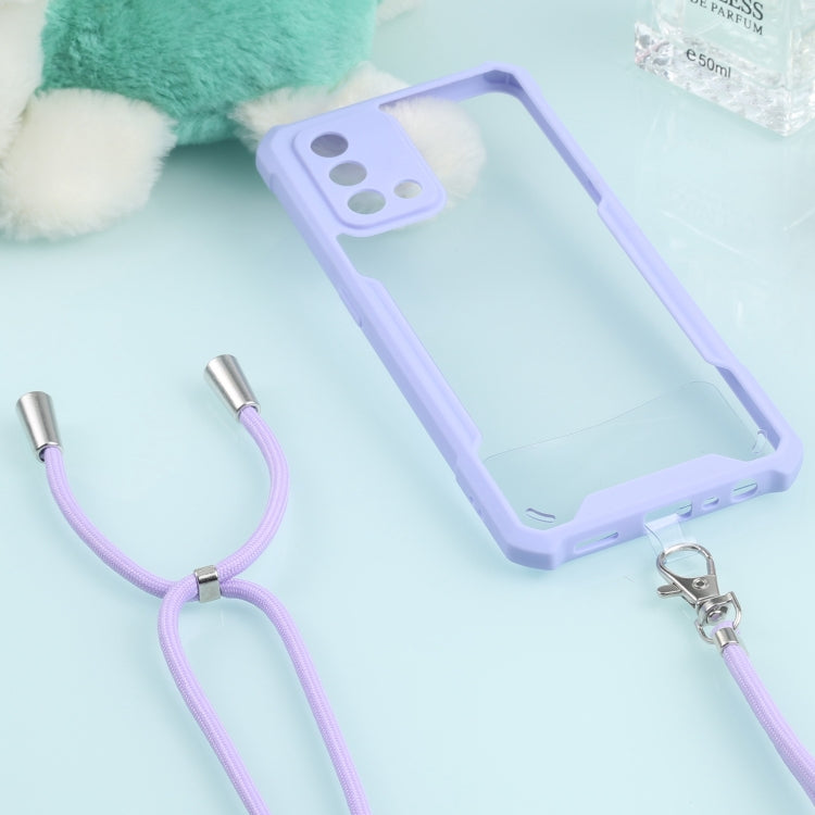 For OPPO A74 4G/F19 Acrylic + Color TPU Shockproof Case with Neck Lanyard