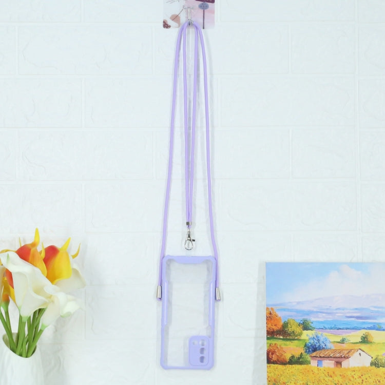 For OPPO A74 4G/F19 Acrylic + Color TPU Shockproof Case with Neck Lanyard