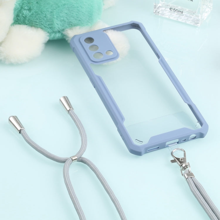For OPPO A74 4G/F19 Acrylic + Color TPU Shockproof Case with Neck Lanyard