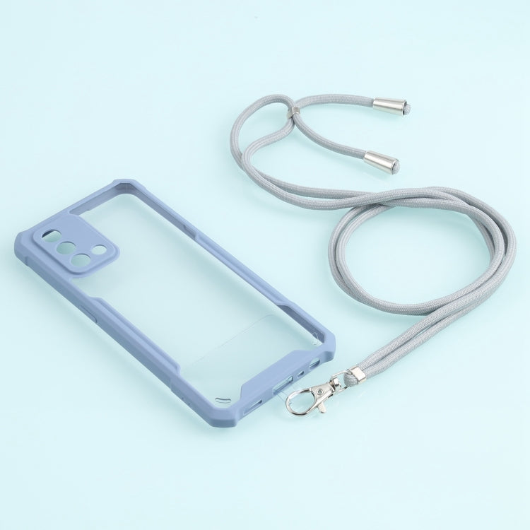 For OPPO A74 4G/F19 Acrylic + Color TPU Shockproof Case with Neck Lanyard