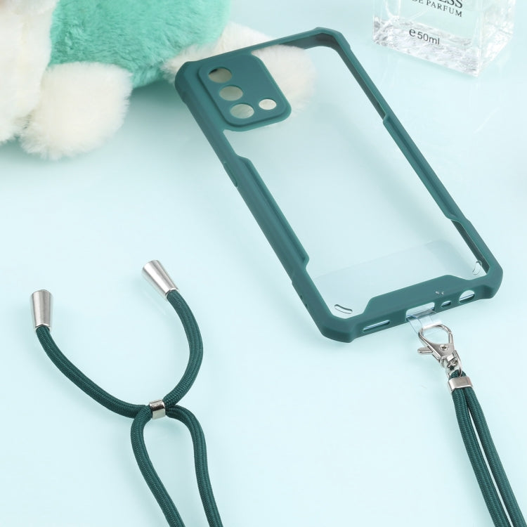 For OPPO A74 4G/F19 Acrylic + Color TPU Shockproof Case with Neck Lanyard