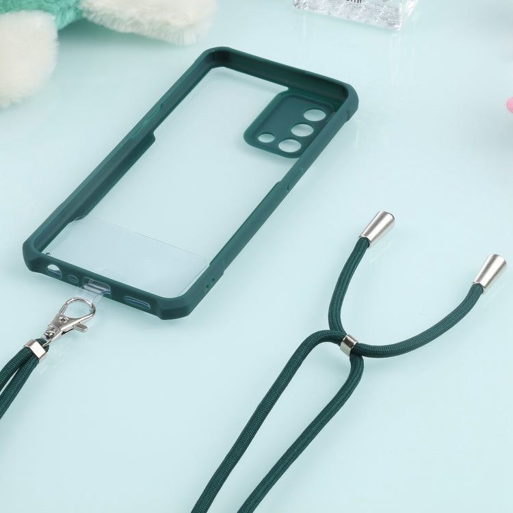 For OPPO A74 4G/F19 Acrylic + Color TPU Shockproof Case with Neck Lanyard