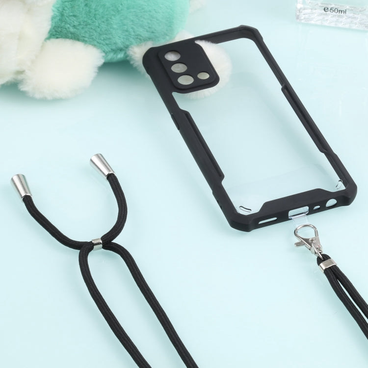 For OPPO A74 4G/F19 Acrylic + Color TPU Shockproof Case with Neck Lanyard