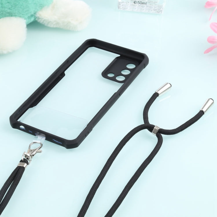 For OPPO A74 4G/F19 Acrylic + Color TPU Shockproof Case with Neck Lanyard