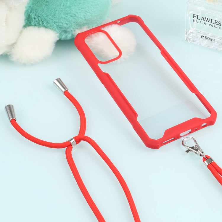 For OPPO Reno5 4G/5G Acrylic + Color TPU Shockproof Case with Neck Lanyard
