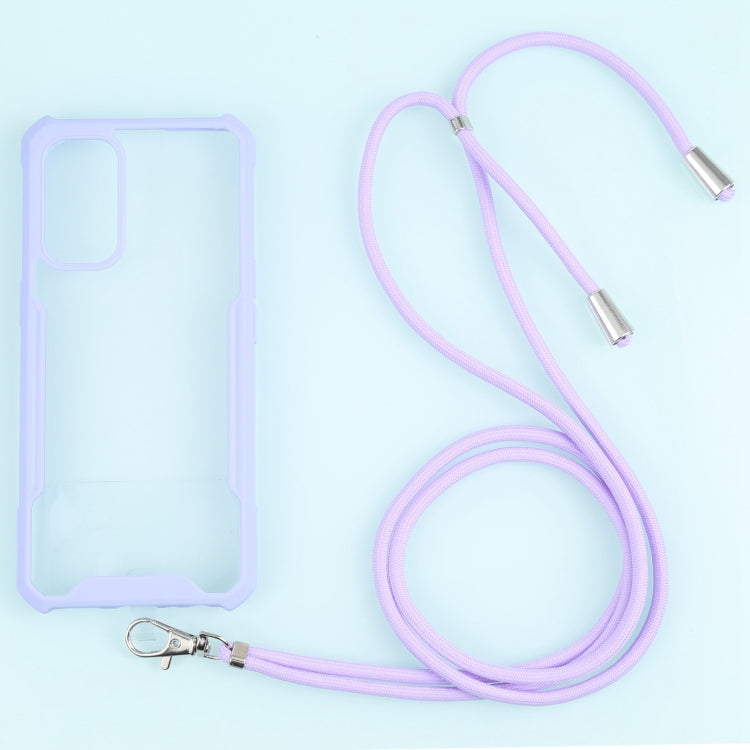For OPPO Reno5 4G/5G Acrylic + Color TPU Shockproof Case with Neck Lanyard