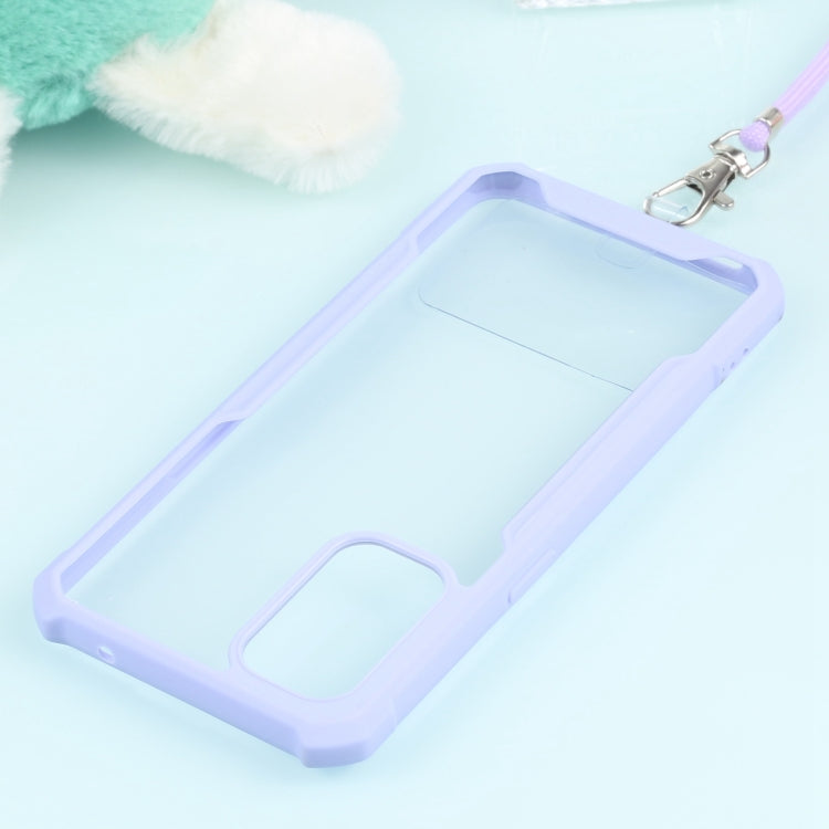 For OPPO Reno5 4G/5G Acrylic + Color TPU Shockproof Case with Neck Lanyard