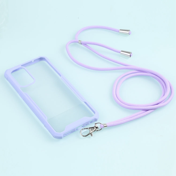For OPPO Reno5 4G/5G Acrylic + Color TPU Shockproof Case with Neck Lanyard