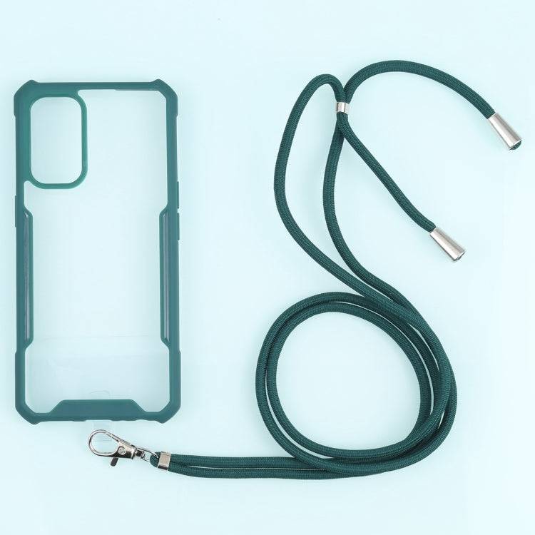 For OPPO Reno5 4G/5G Acrylic + Color TPU Shockproof Case with Neck Lanyard