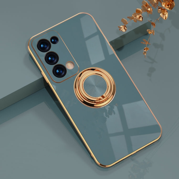For OPPO Reno6 Pro+ 5G 6D Electroplating Full Coverage Silicone Protective Case with Magnetic Ring Holder