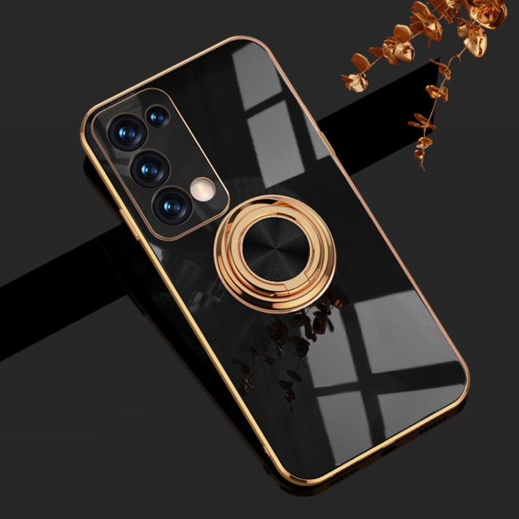 For OPPO Reno6 Pro+ 5G 6D Electroplating Full Coverage Silicone Protective Case with Magnetic Ring Holder