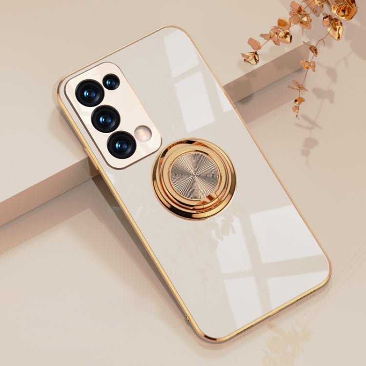 For OPPO Reno6 Pro+ 5G 6D Electroplating Full Coverage Silicone Protective Case with Magnetic Ring Holder
