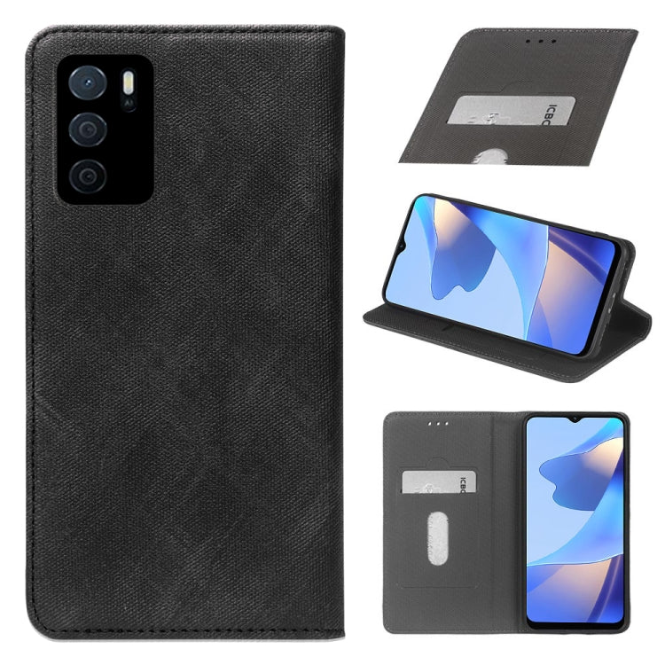 For OPPO A16 Cloth Texture Retro Horizontal Flip Leather Phone Case