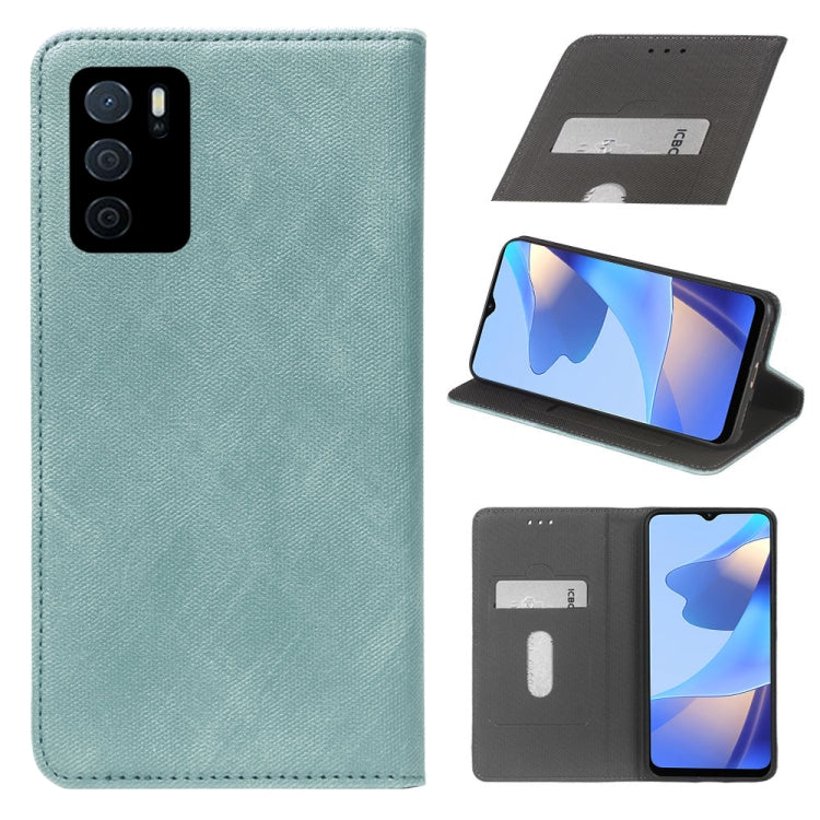 For OPPO A16 Cloth Texture Retro Horizontal Flip Leather Phone Case
