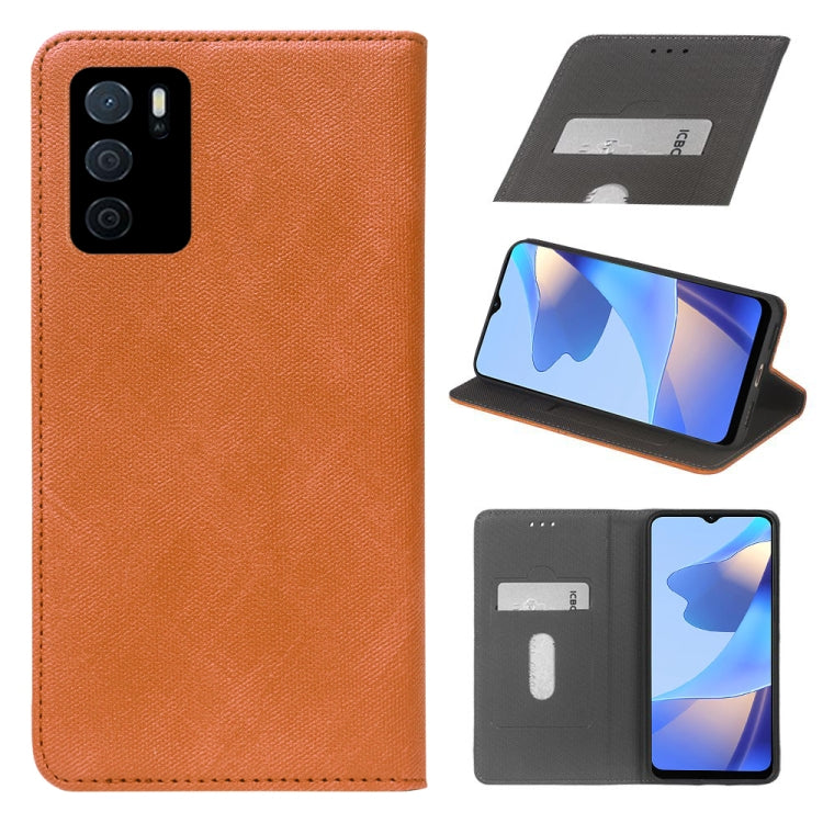 For OPPO A16 Cloth Texture Retro Horizontal Flip Leather Phone Case