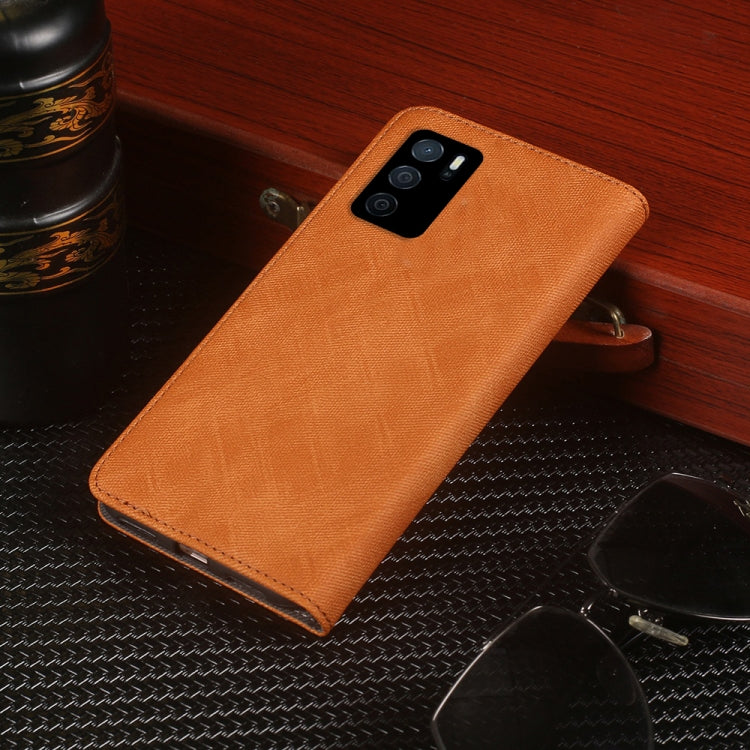 For OPPO A16 Cloth Texture Retro Horizontal Flip Leather Phone Case